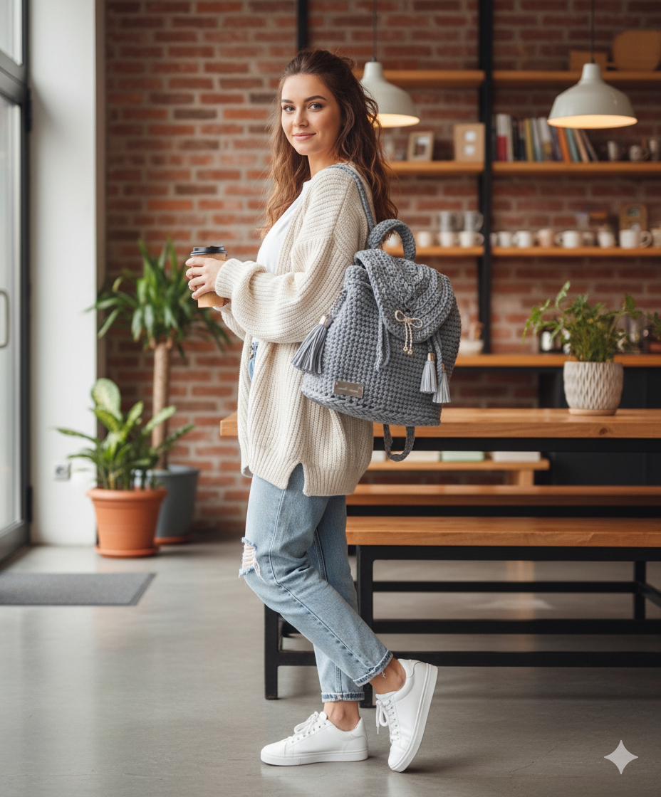 Boho Chic Crochet Backpack